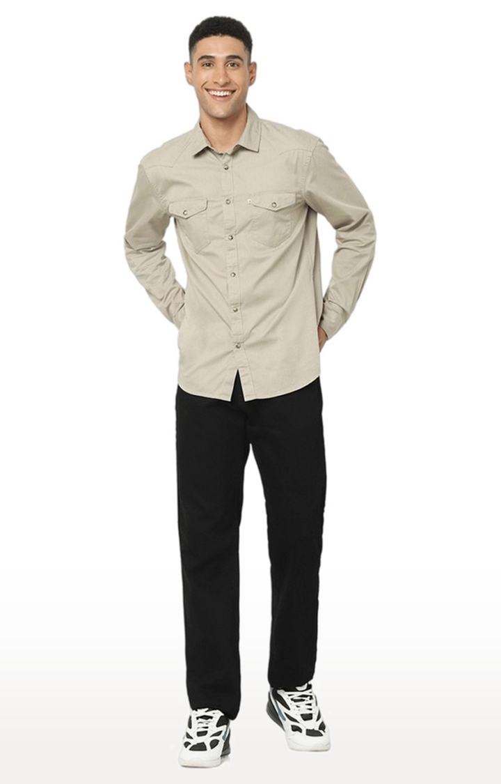 celio | Men's Green Solid Casual Shirts 1