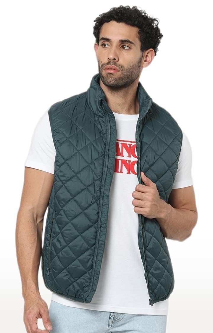 Men's Green Solid Gilet