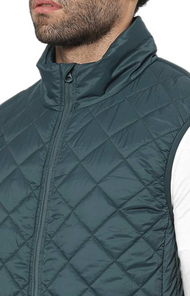 Men's Green Solid Gilet
