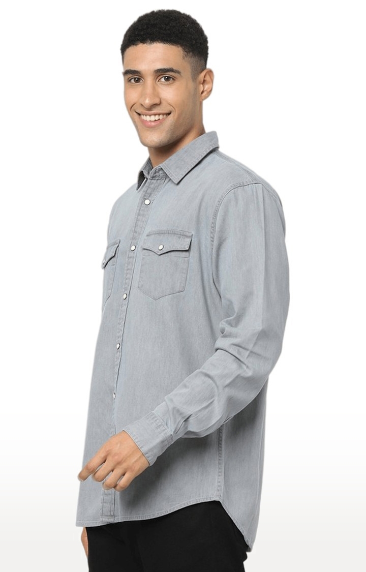 celio | Men's Grey Solid Casual Shirts 3