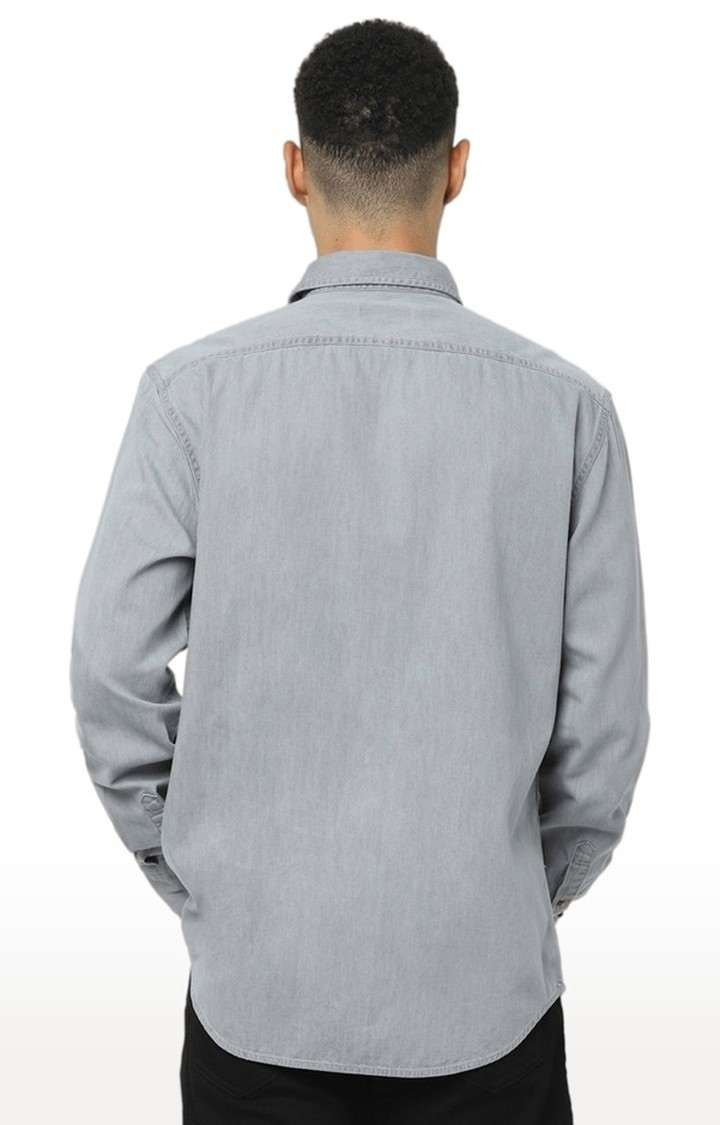 Men's Grey Solid Casual Shirts