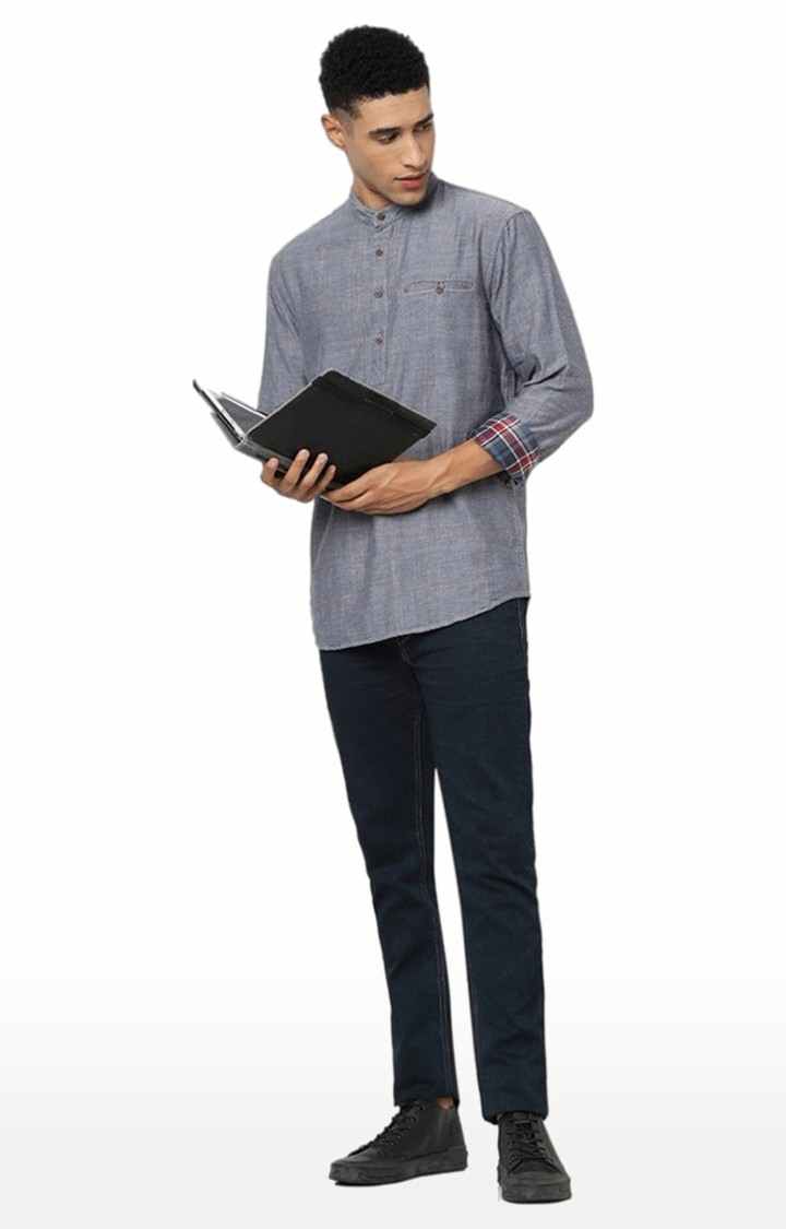 Men's Grey Solid Casual Shirts