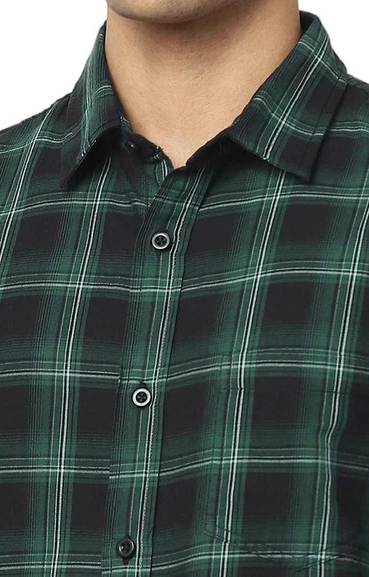 Men's Green Checked Casual Shirts