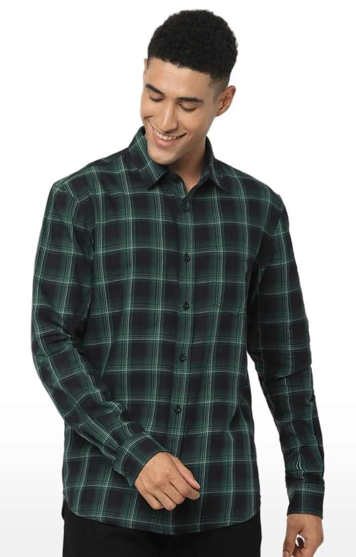 Men's Green Checked Casual Shirts