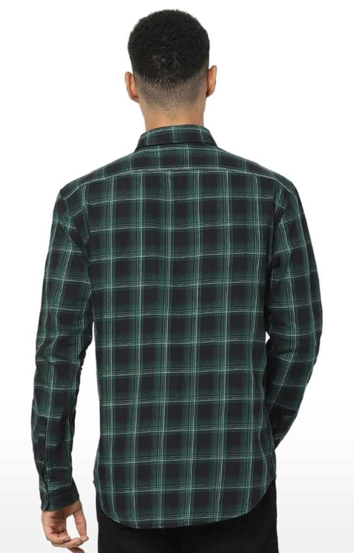 Men's Green Checked Casual Shirts
