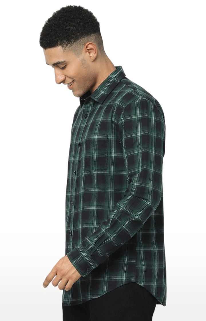 Men's Green Checked Casual Shirts