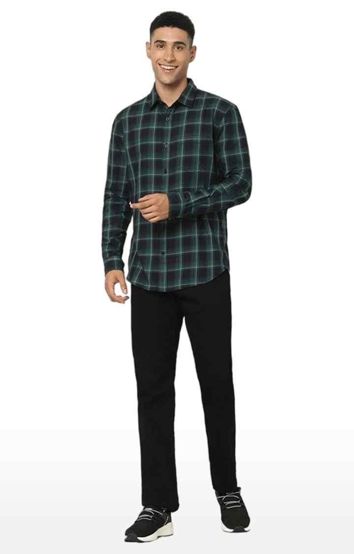 Men's Green Checked Casual Shirts