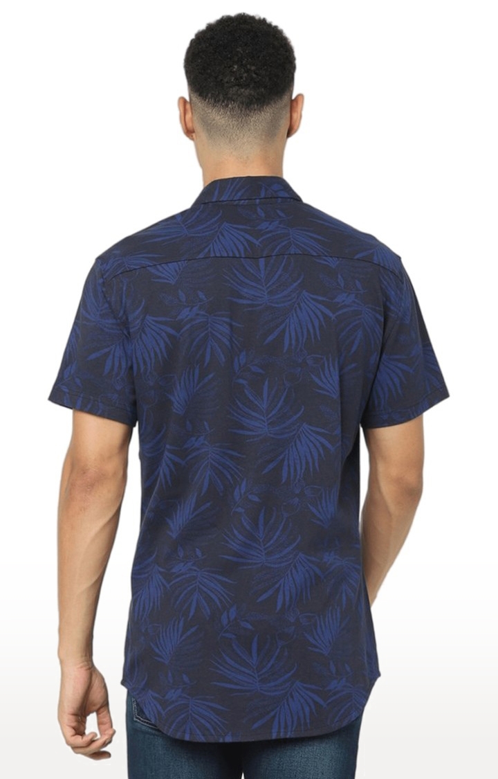Men's Blue Printed Casual Shirts