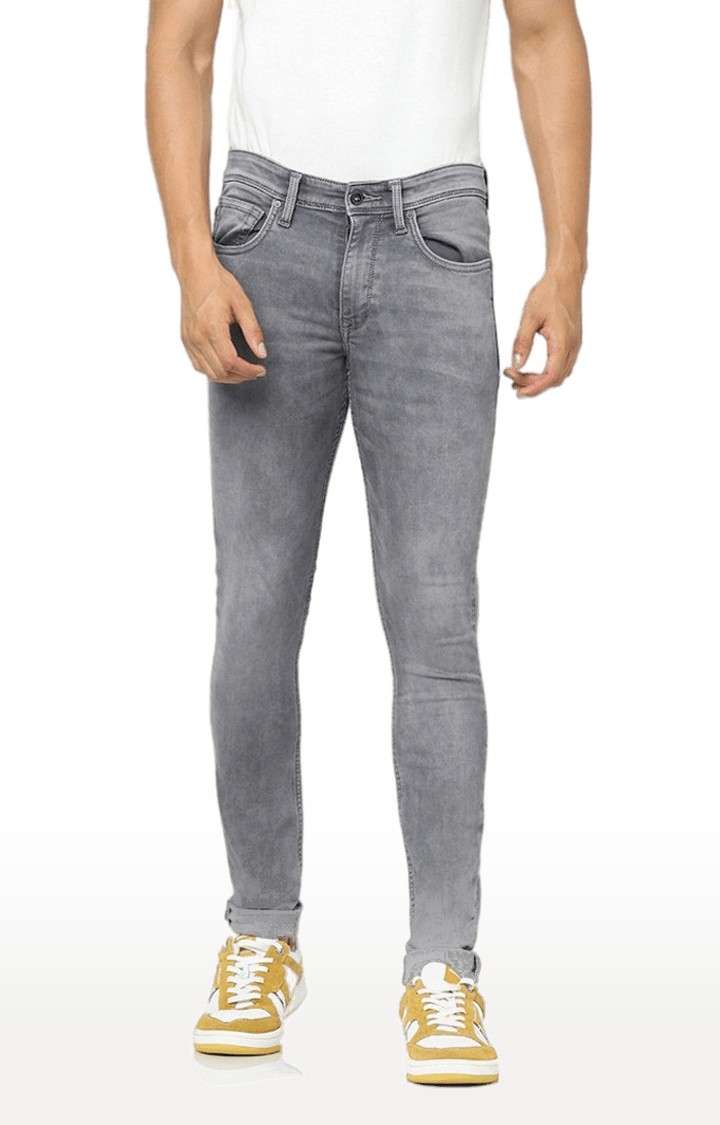 celio | Men's Grey Cotton Solid Slim Jeans