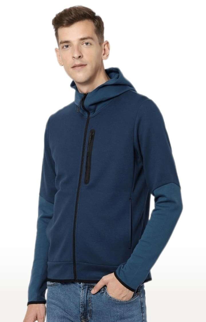 Men's Blue Solid Hoodies