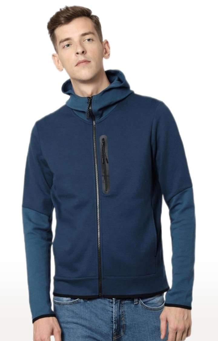 Men's Blue Solid Hoodies