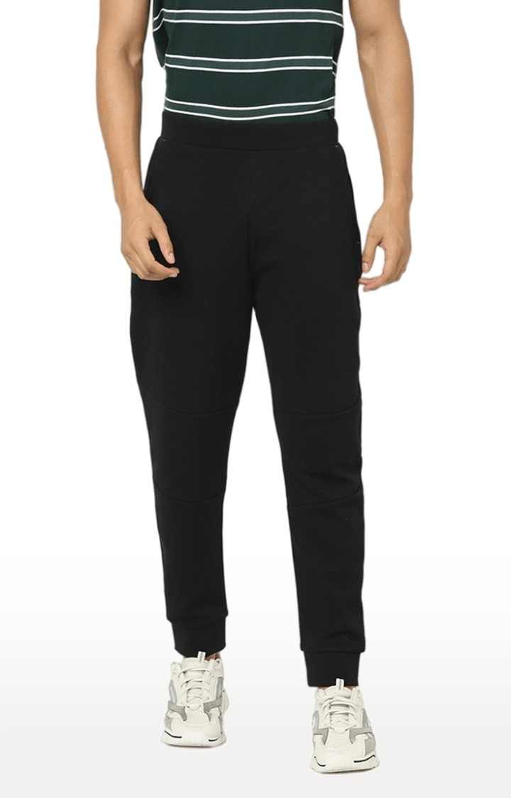 Men's Black Cotton Solid Casual Joggers