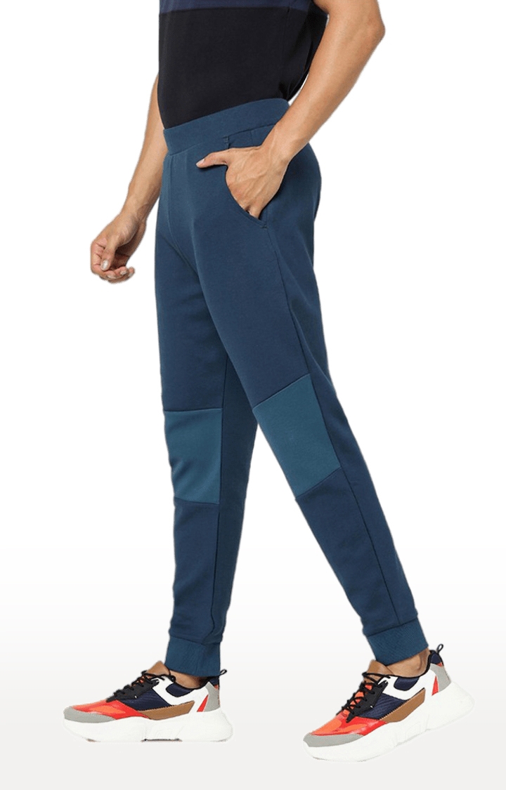 celio | Men's Blue Cotton Colourblock Activewear Joggers 1