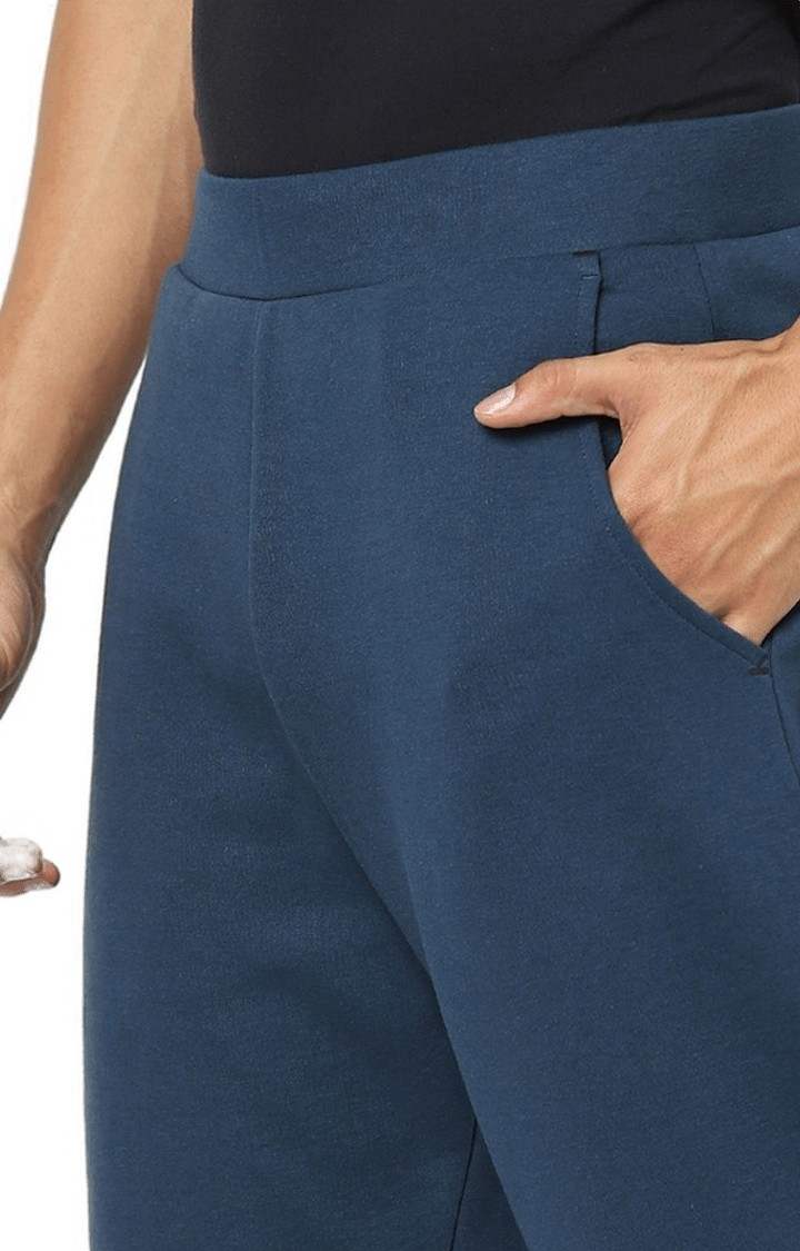 Men's Blue Cotton Colourblock Activewear Joggers