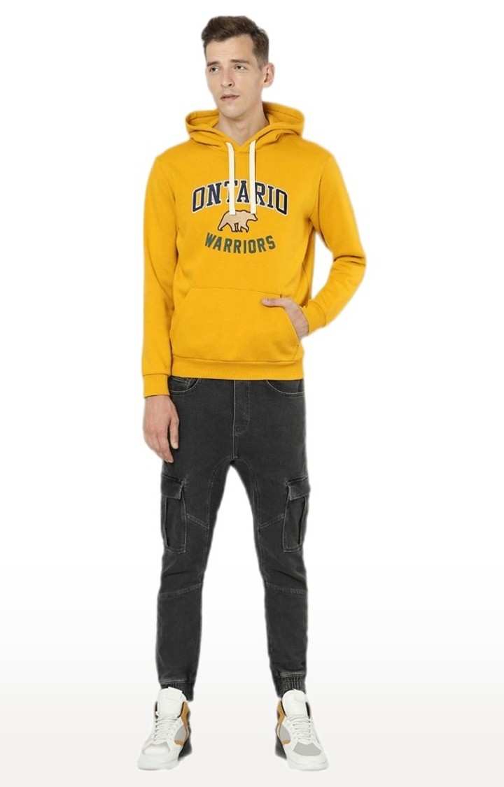 Men's Yellow Typographic Hoodies