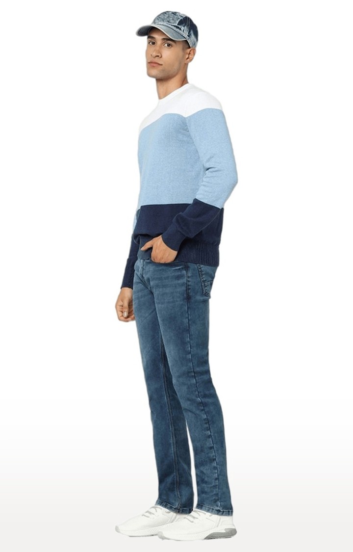 Men's Blue Colourblock Sweaters