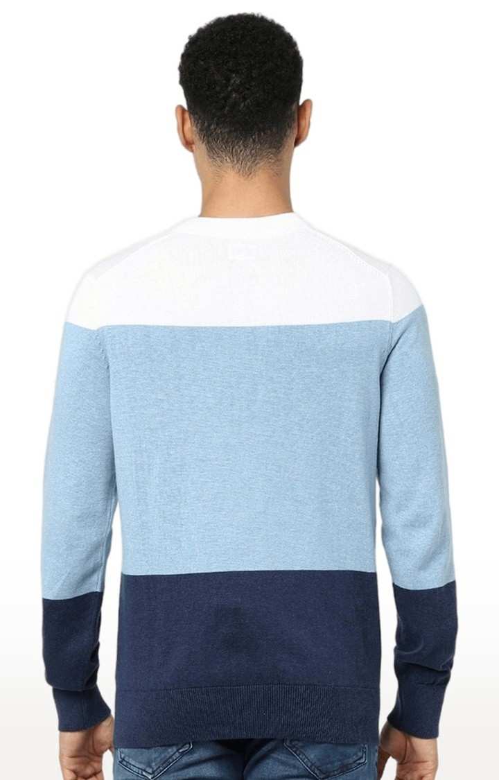 Men's Blue Colourblock Sweaters