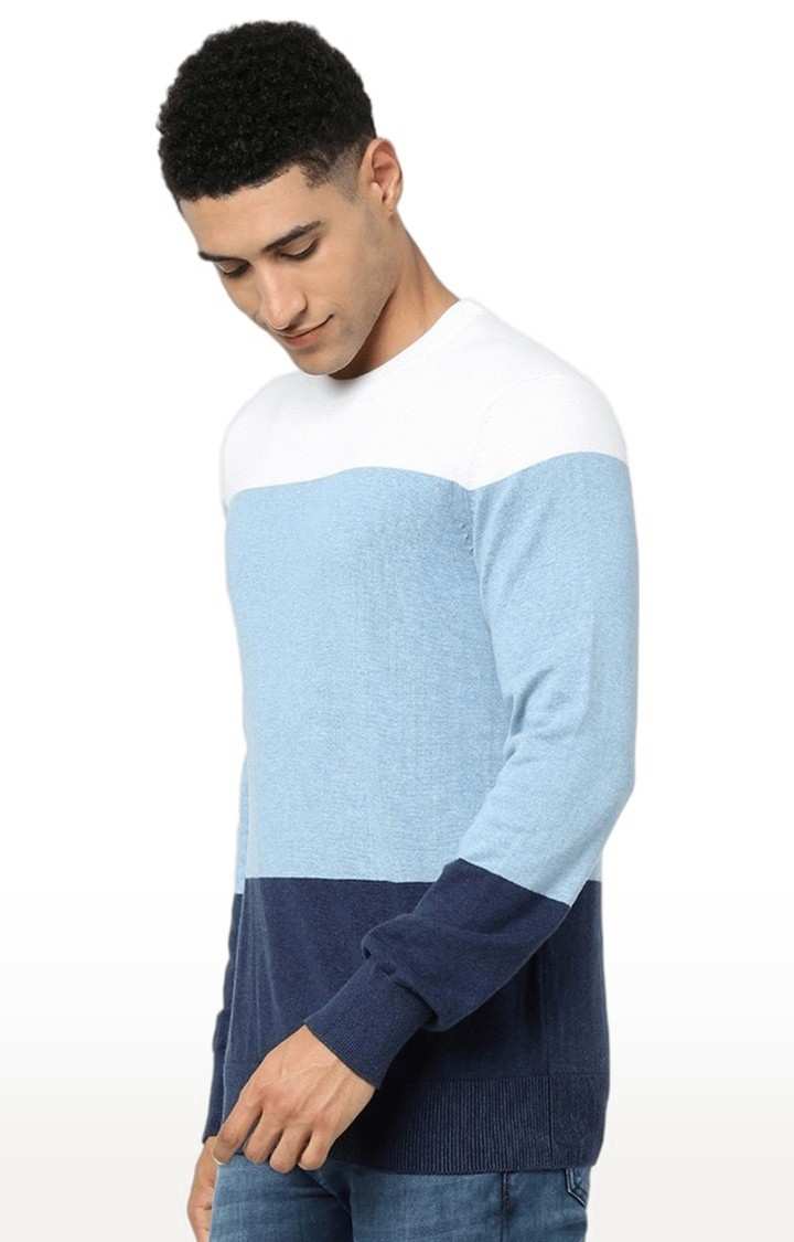 Men's Blue Colourblock Sweaters