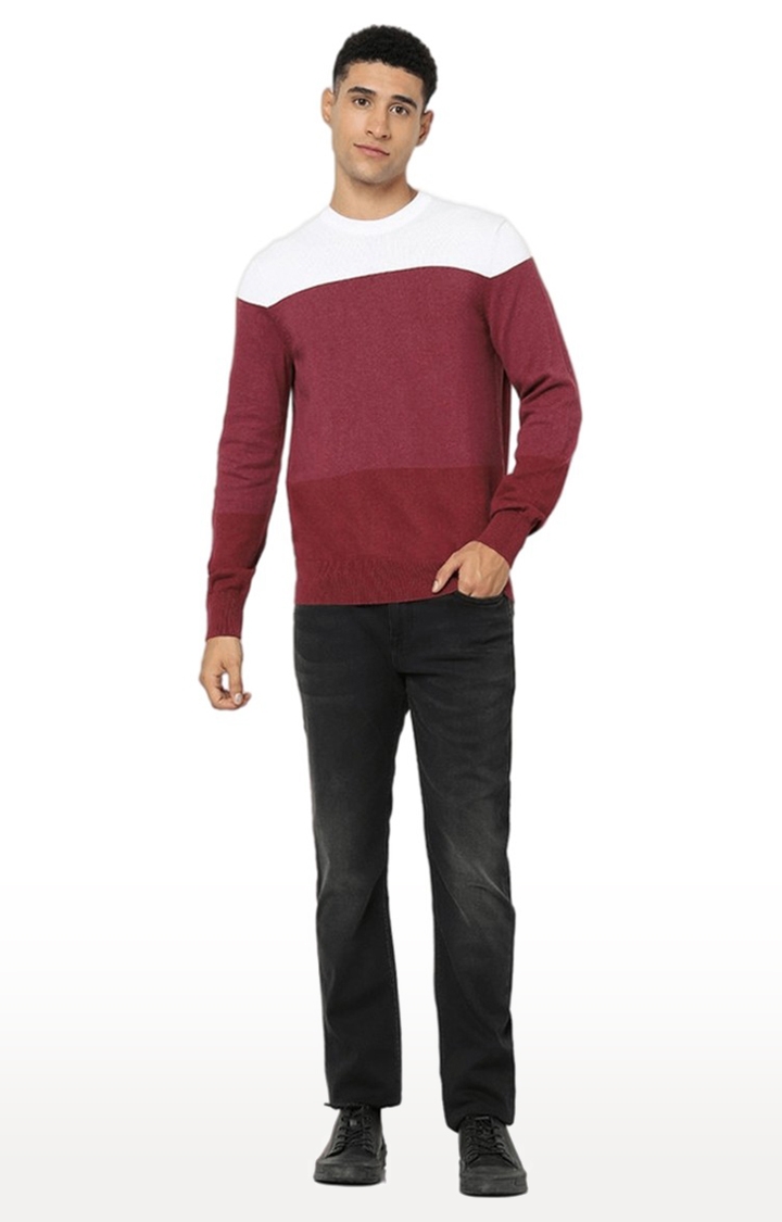 celio | Men's Red Colourblock Sweaters 1