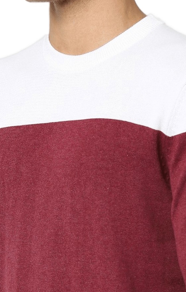 celio | Men's Red Colourblock Sweaters 4