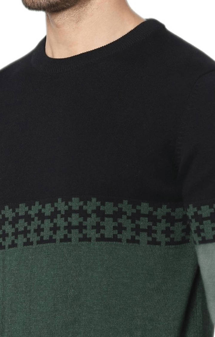 Men's Green Colourblock Sweaters