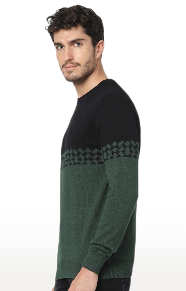 Men's Green Colourblock Sweaters