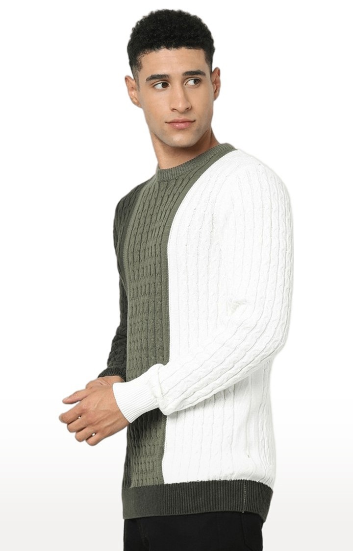 celio | Men's Green Colourblock Sweaters 3