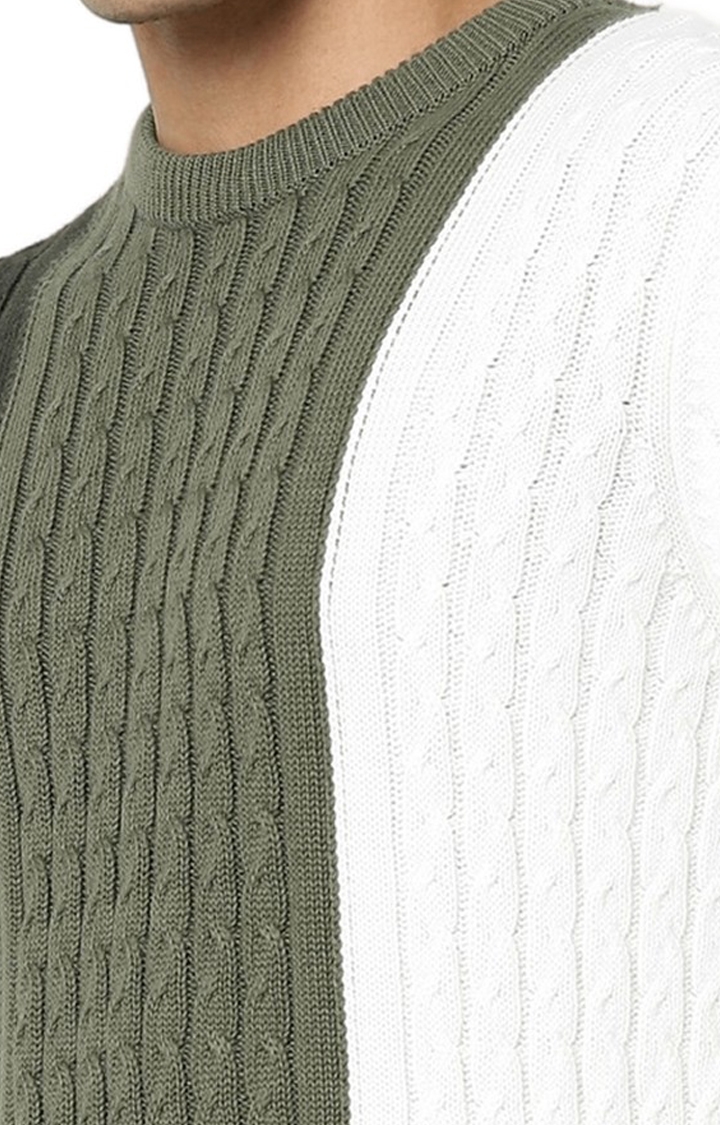celio | Men's Green Colourblock Sweaters 5