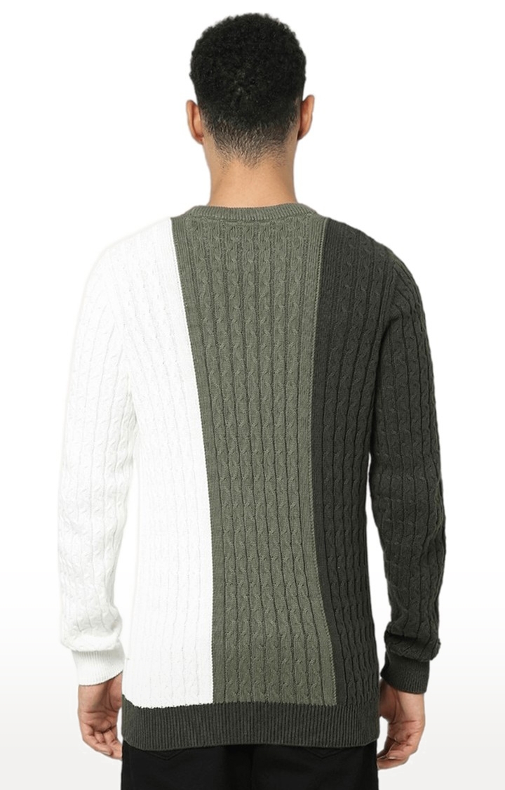 celio | Men's Green Colourblock Sweaters 4