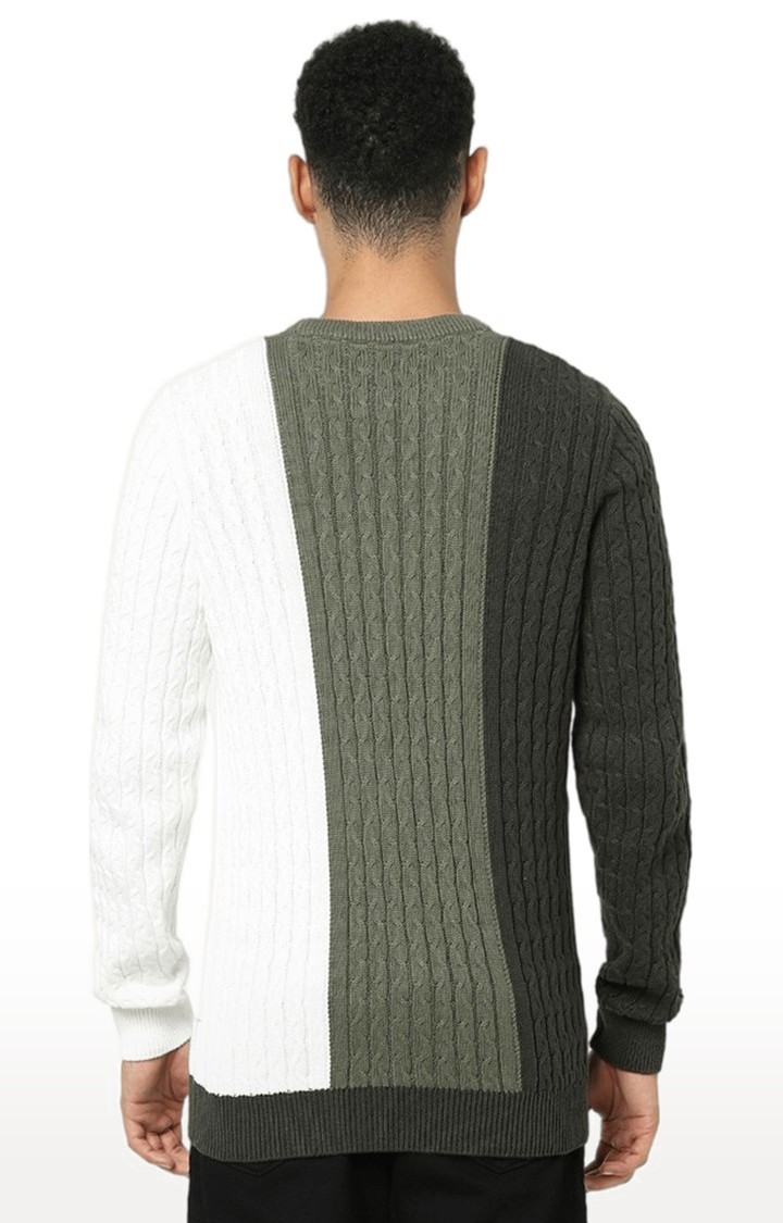 Men's Green Colourblock Sweaters