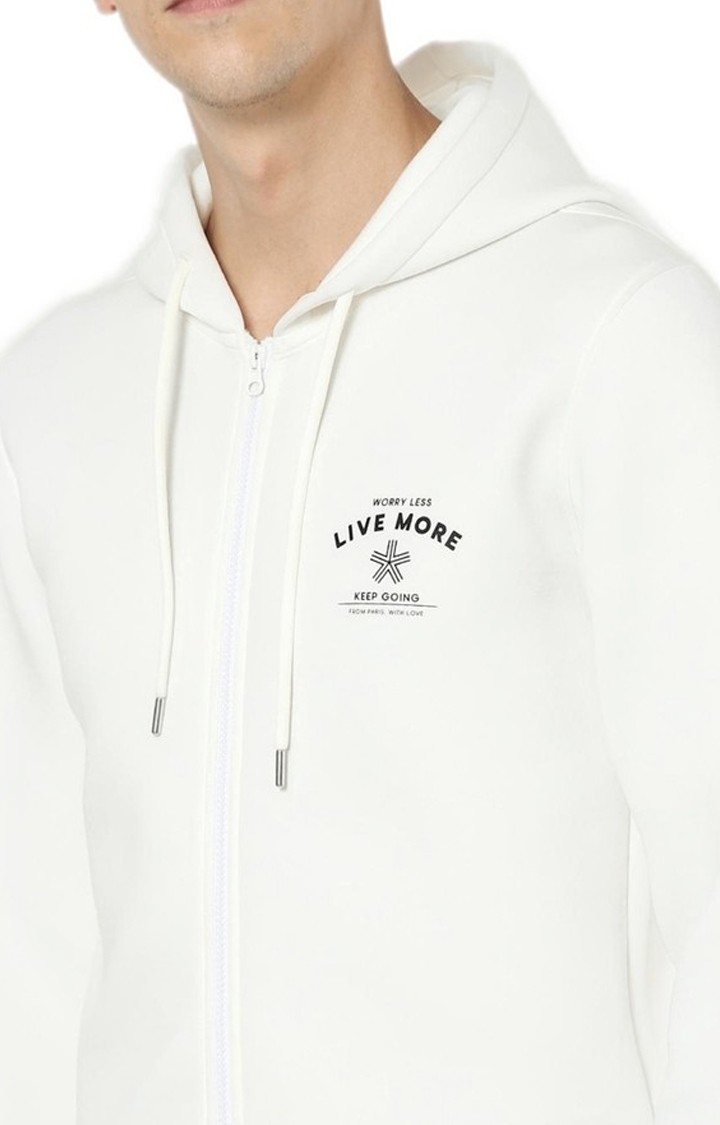 Men's White Solid Hoodies