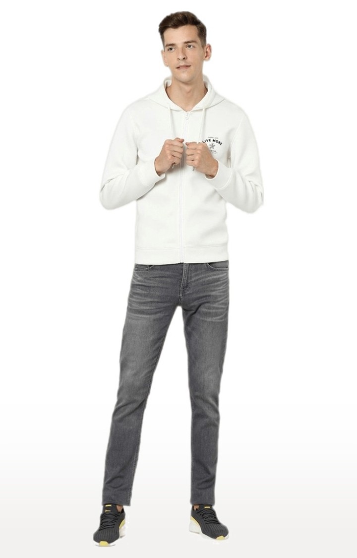 Men's White Solid Hoodies