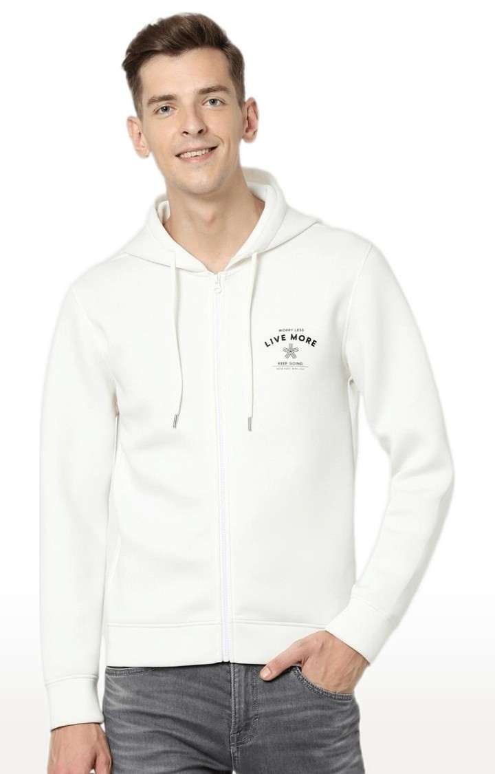 Men's White Solid Hoodies