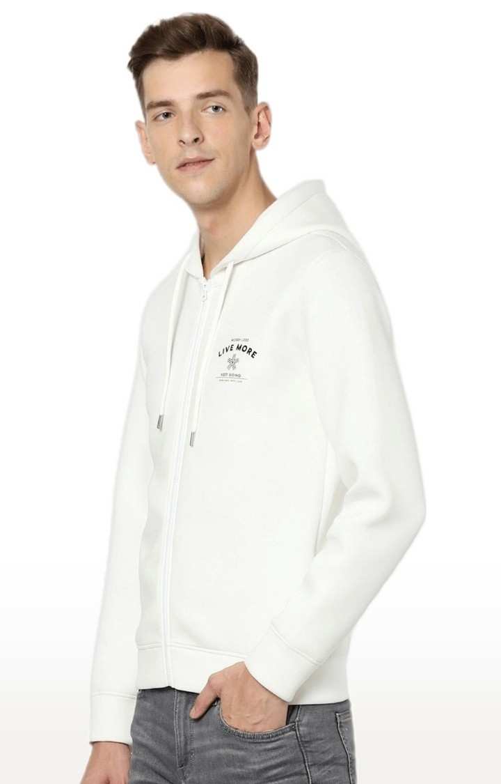 Men's White Solid Hoodies