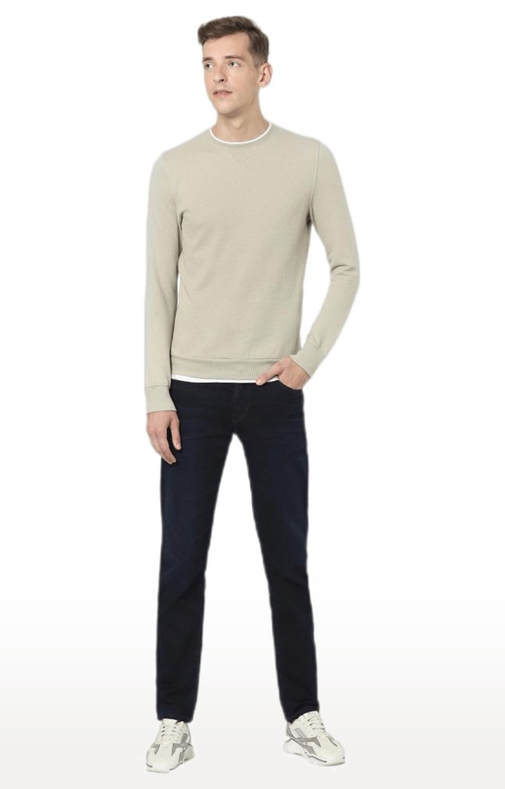 Men's Beige Solid Sweatshirts