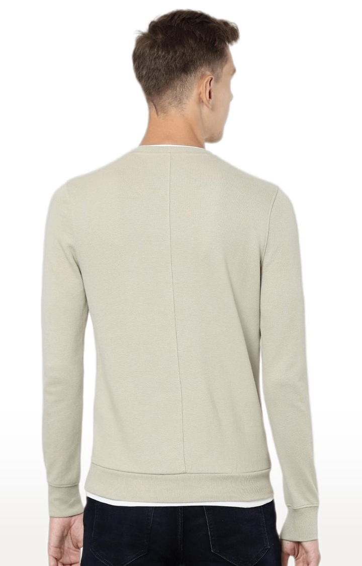 celio | Men's Beige Solid Sweatshirts 3