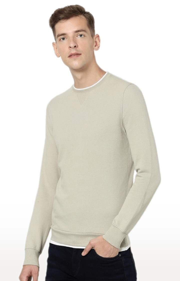 Men's Beige Solid Sweatshirts