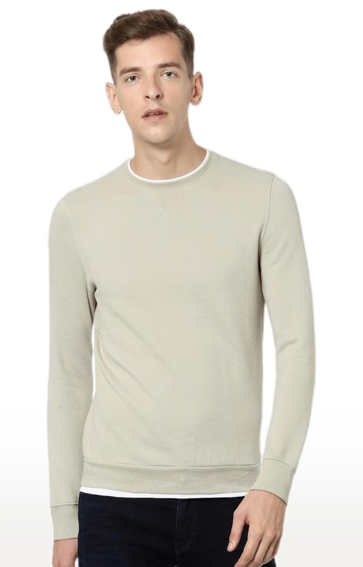 celio | Men's Beige Solid Sweatshirts 0