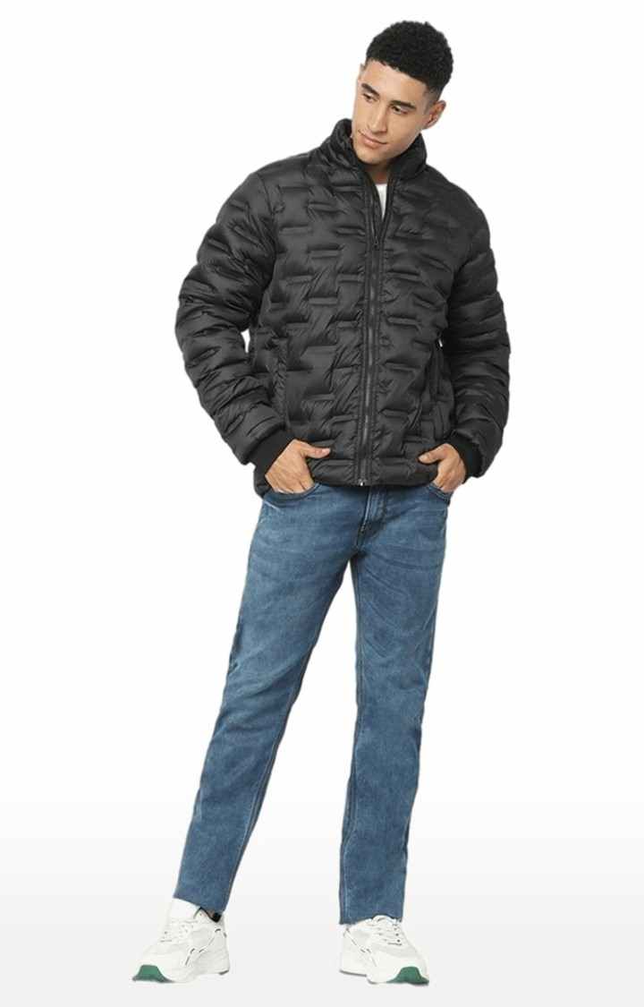 Men's Black Solid Bomber Jackets