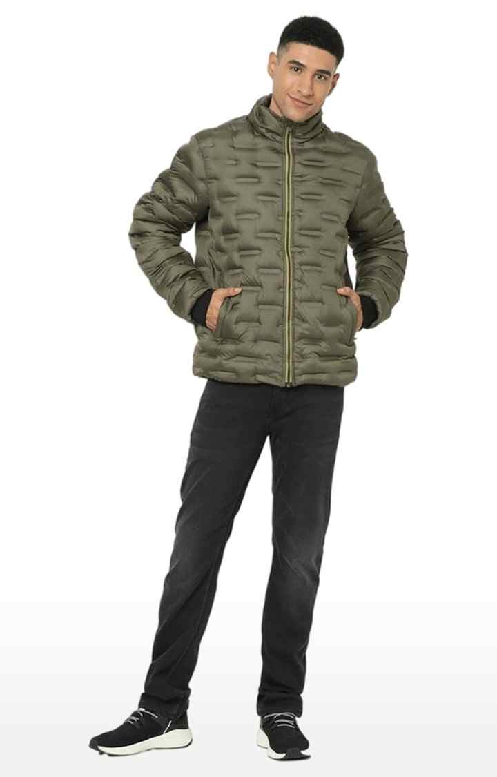 Men's Green Solid Bomber Jackets