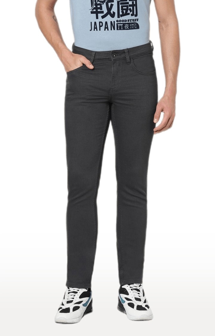 celio | Men's Grey Cotton Solid Slim Jeans