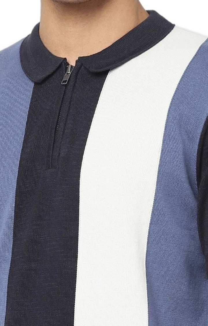 Men's Blue Striped Regular T-Shirts