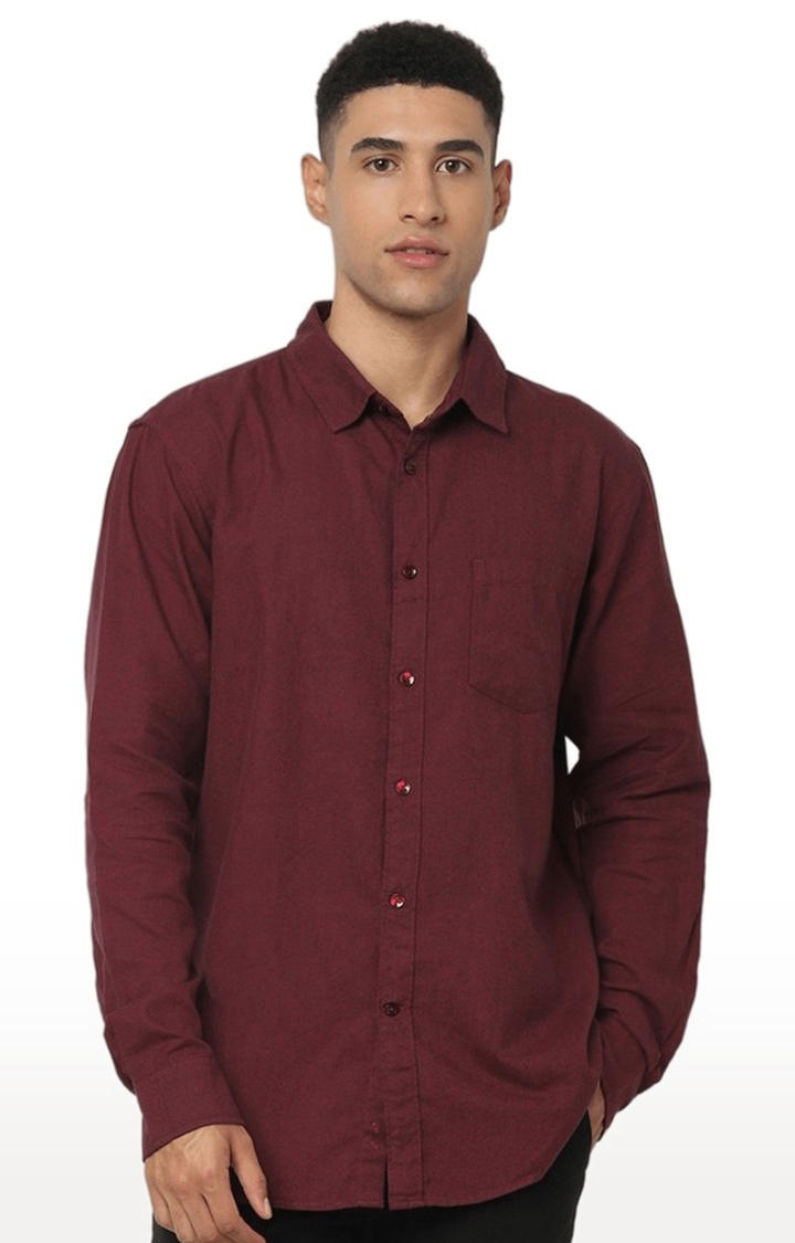 celio | Men's Red Solid Casual Shirts