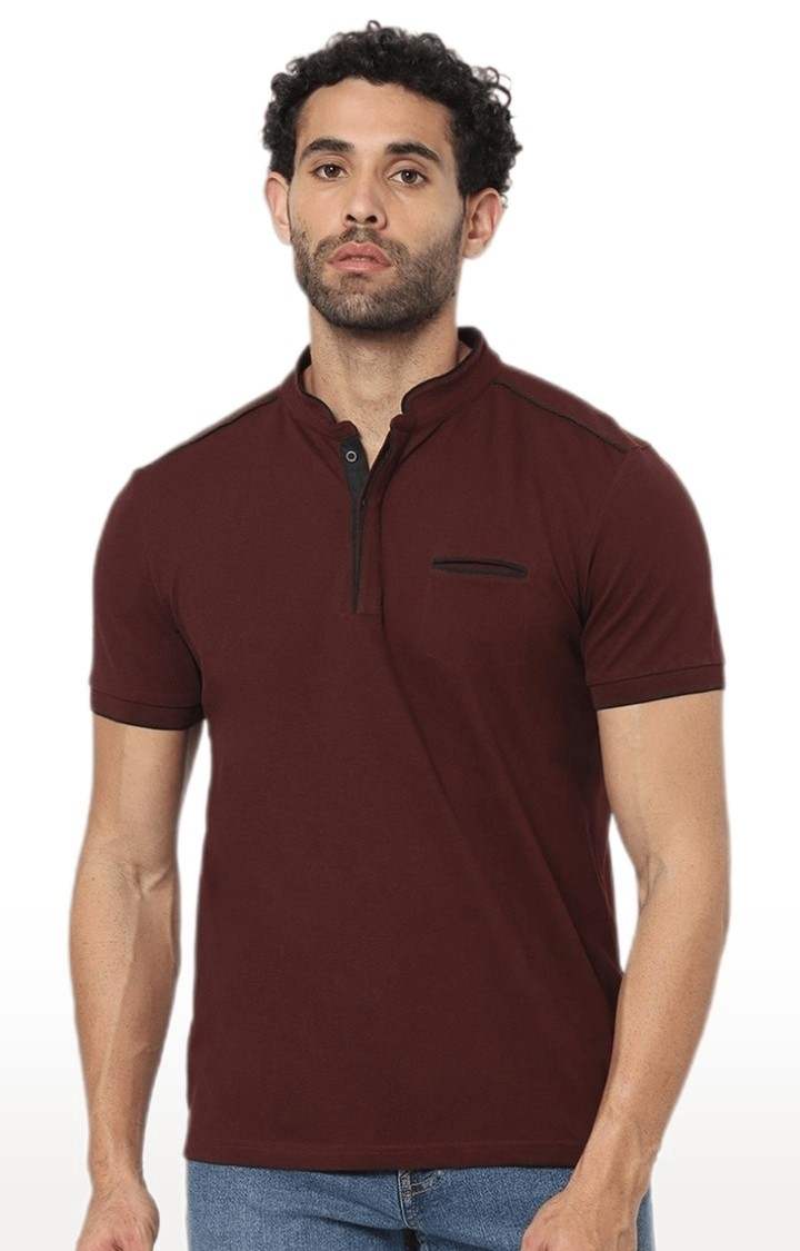 Men's Red Solid Regular T-Shirts