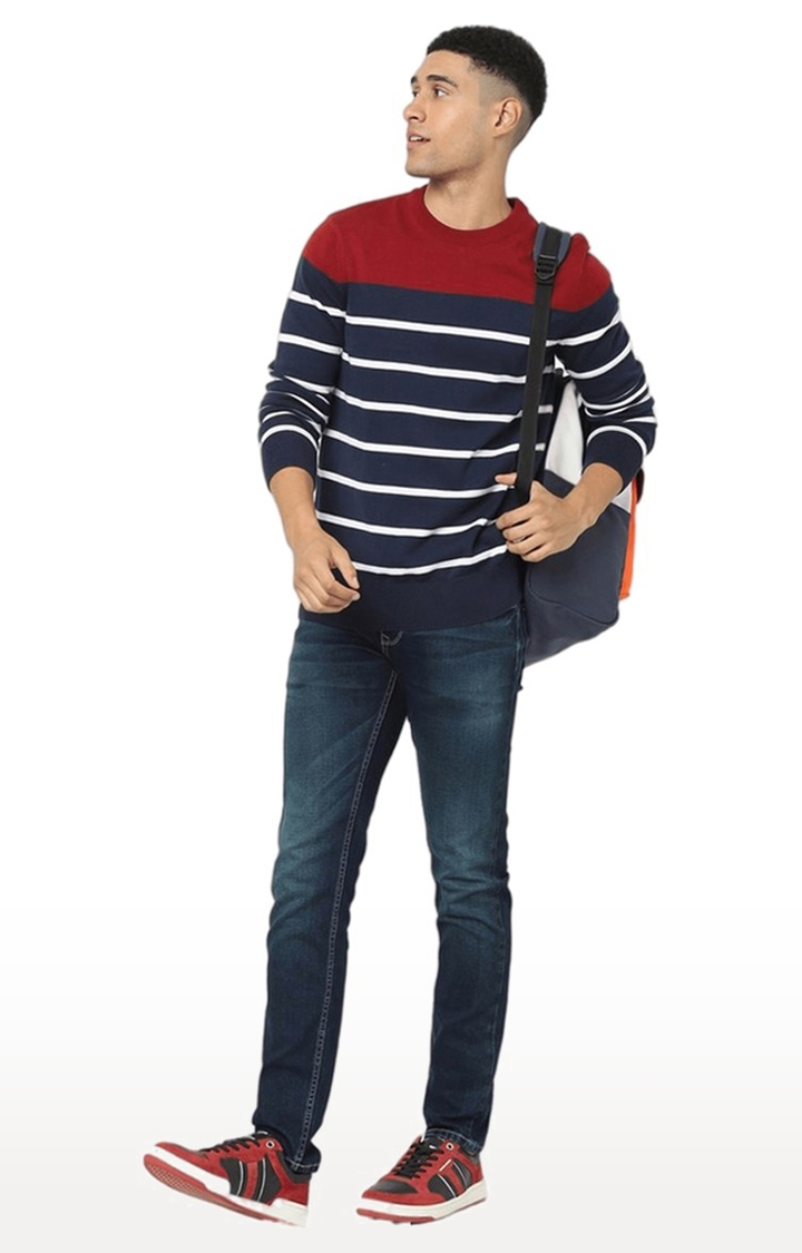 Men's Blue Striped Sweaters