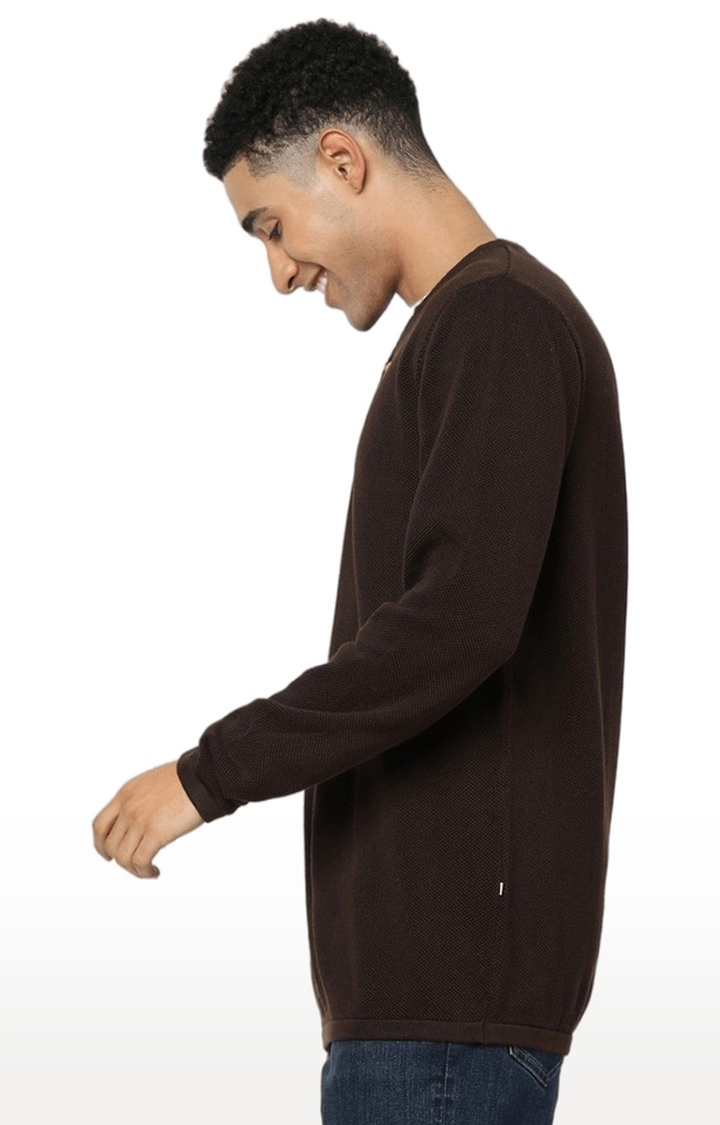 celio | Men's Brown Solid Sweaters 3