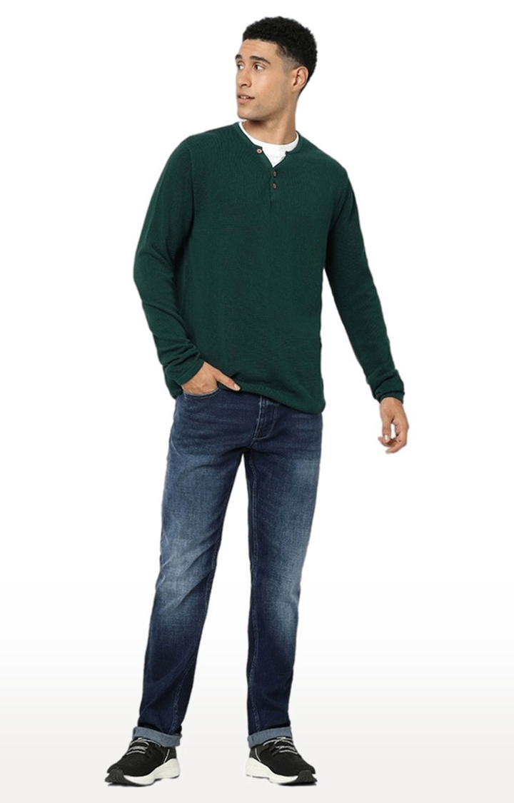 celio | Men's Green Solid Sweaters 1
