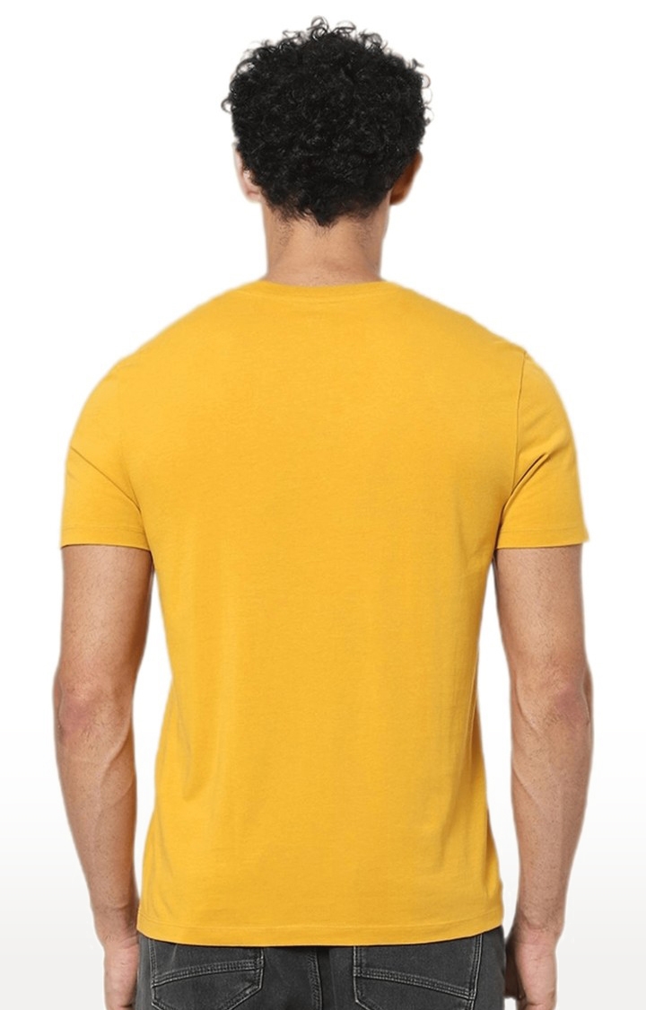 Men's Yellow Typographic Regular T-Shirts