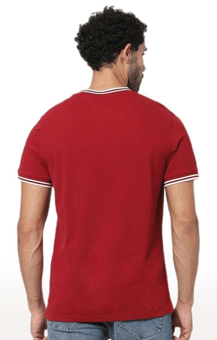 Men's Red Solid Regular T-Shirts