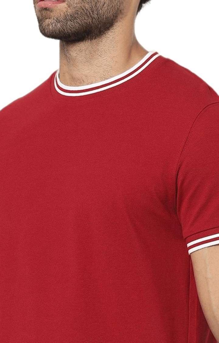 Men's Red Solid Regular T-Shirts